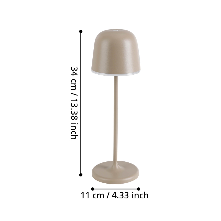 Eglo - Lámpara LED exterior recargable y regulable LED/2,2W/5V 1800 mAh beige IP54