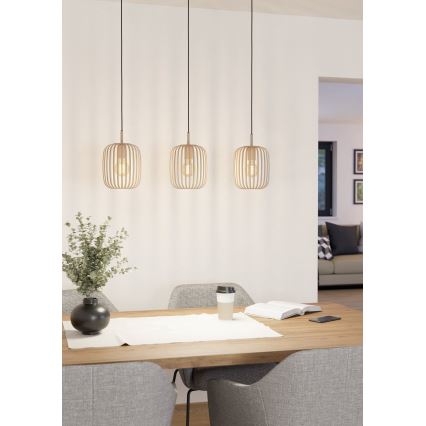 Eglo - Lámpara colgante 3xE27/40W/230V color crema