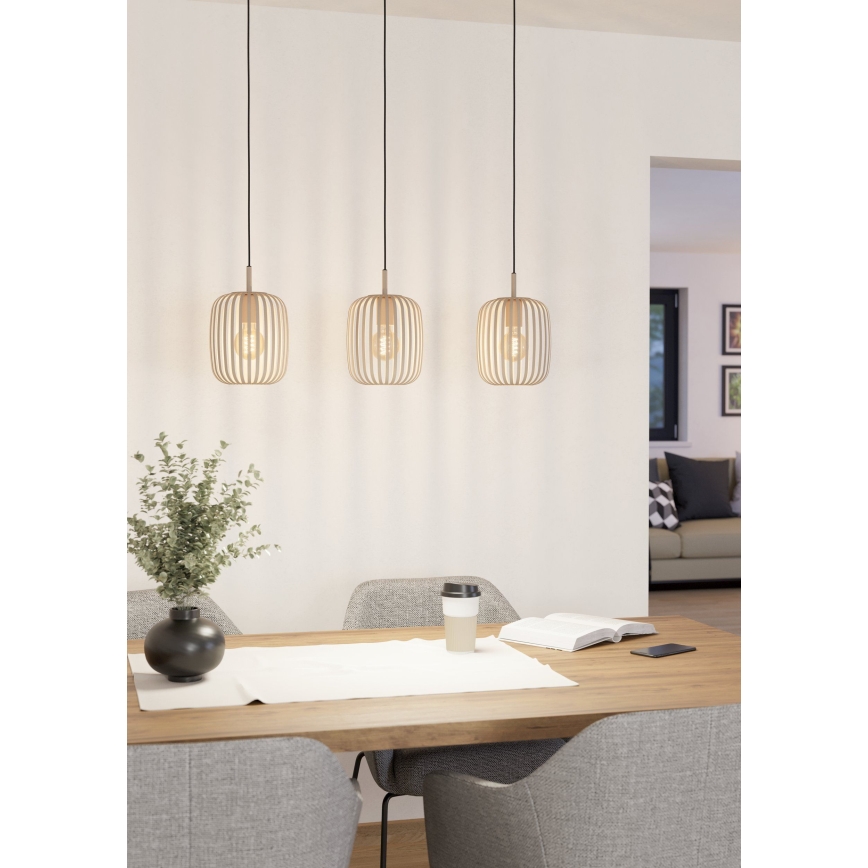 Eglo - Lámpara colgante 3xE27/40W/230V color crema