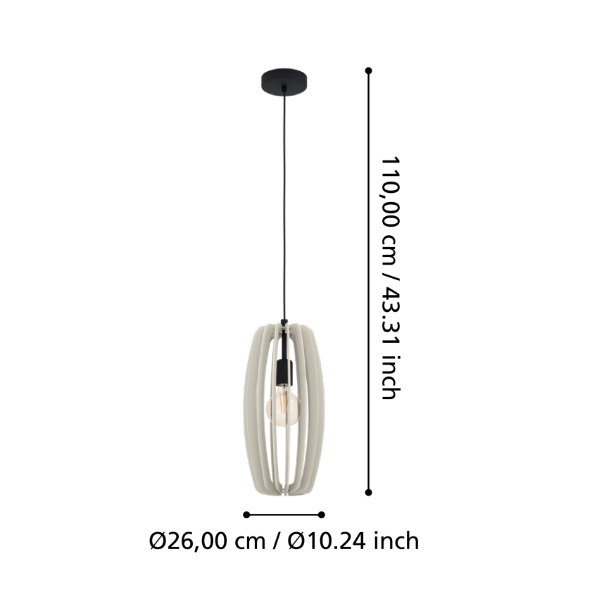 Eglo - Lámpara colgante 1xE27/40W/230V color crema