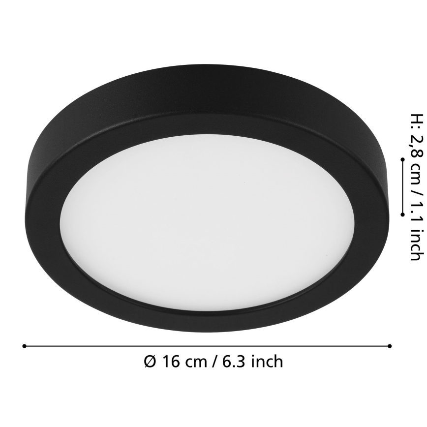 Eglo - Plafón LED regulable LED/11W/230V negro