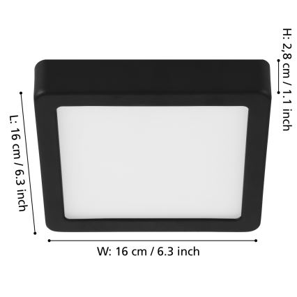 Eglo - Plafón LED regulable LED/11W/230V negro