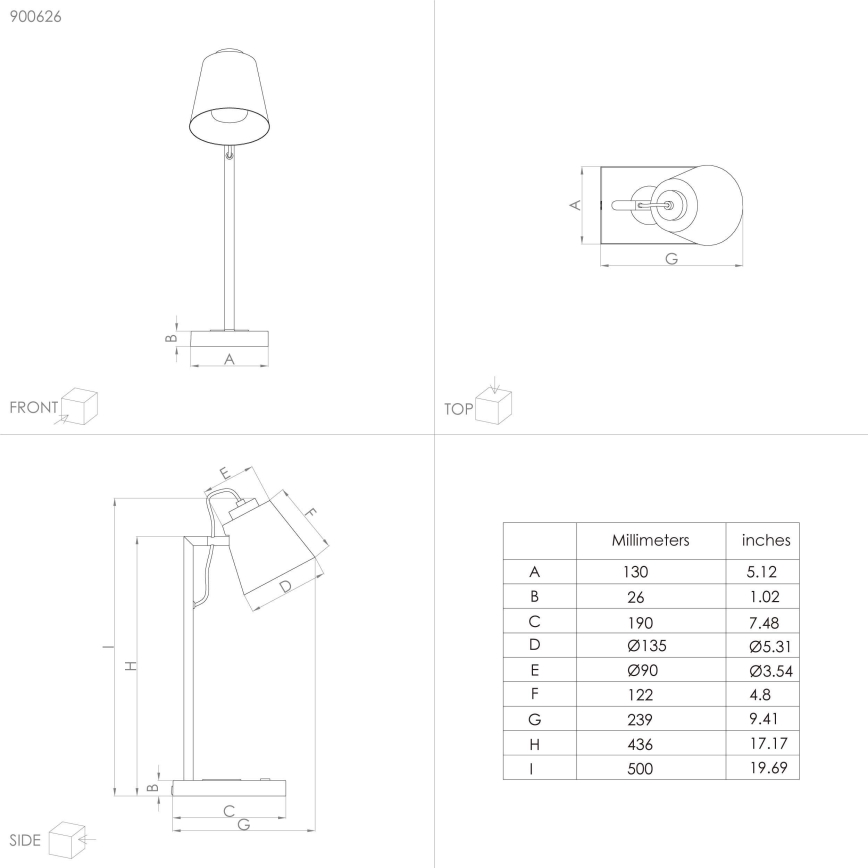 Eglo - Lámpara LED regulable con cargador inalámbrico LED/5,5W/230V