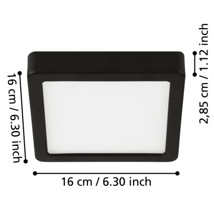 Eglo - Plafón LED de baño LED/11W/230V IP44 negro
