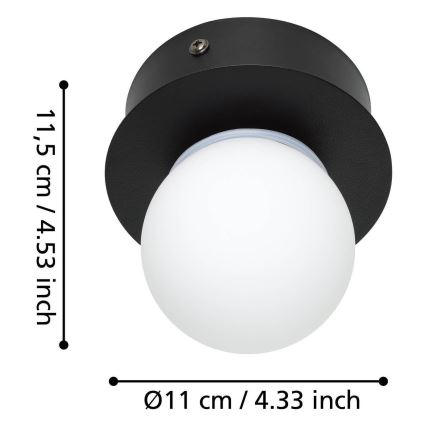 Eglo - Plafón LED de baño LED/3,3W/230V IP44 negro