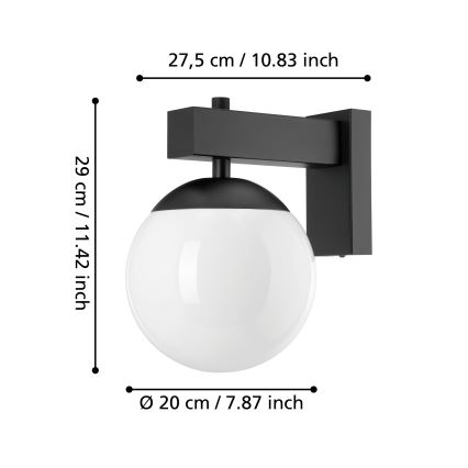 Eglo - Aplique de exterior 1xE27/40W/230V negro IP44
