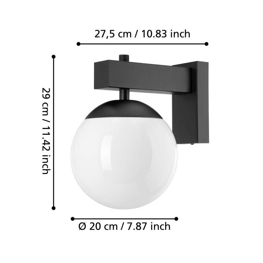 Eglo - Aplique de exterior 1xE27/40W/230V negro IP44