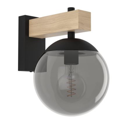 Eglo - Aplique de exterior 1xE27/40W/230V negro/madera IP44