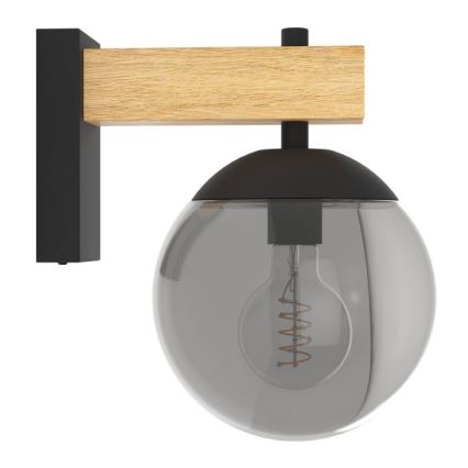 Eglo - Aplique de exterior 1xE27/40W/230V negro/madera IP44