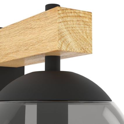 Eglo - Aplique de exterior 1xE27/40W/230V negro/madera IP44
