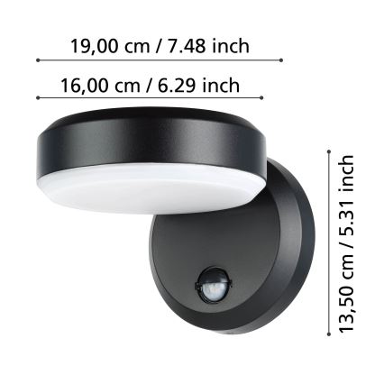 Eglo - LED Aplique para exterior con sensor LED/10,8/230V IP44