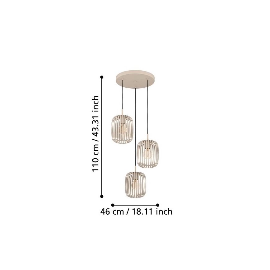 Eglo - Lámpara colgante 3xE27/40W/230V beige