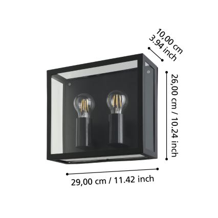 Eglo - Aplique de exterior 2xE27/40W/230V IP44