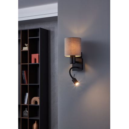 Eglo - Lámpara LED flexible 1xE27/40W/230V + LED/3,8W marrón