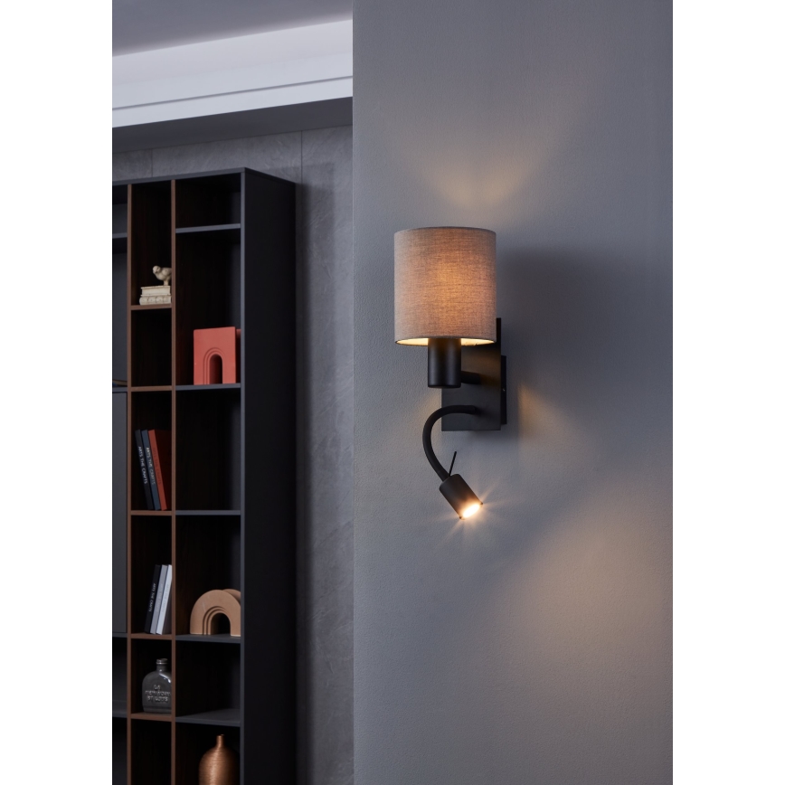 Eglo - Lámpara LED flexible 1xE27/40W/230V + LED/3,8W marrón