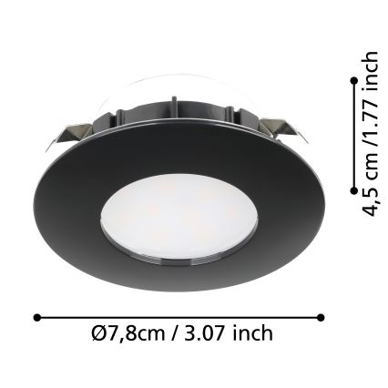Eglo - SET 3x Lámpara empotrable LED para baños PINEDA LED/4,9W/230V IP44