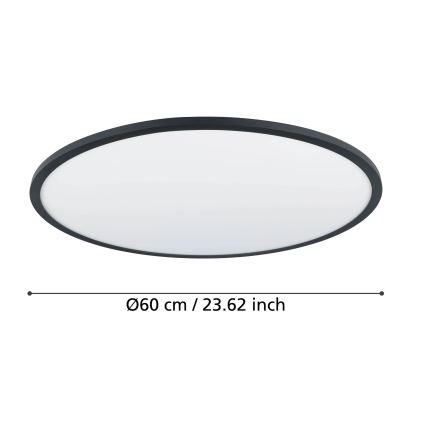 Eglo - Plafón LED regulable LED/41W/230V diá. 60 cm negro