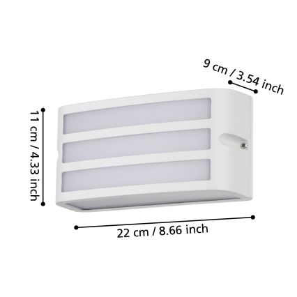 Eglo - Aplique de exterior 1xE27/40W/230V blanco IP54