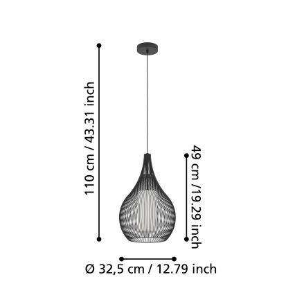 Eglo - Lámpara colgante 1xE27/40W/230V negro