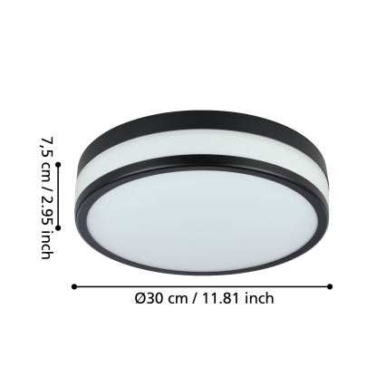 Eglo - Plafón LED de baño LED/17,1W/230V IP44 negro