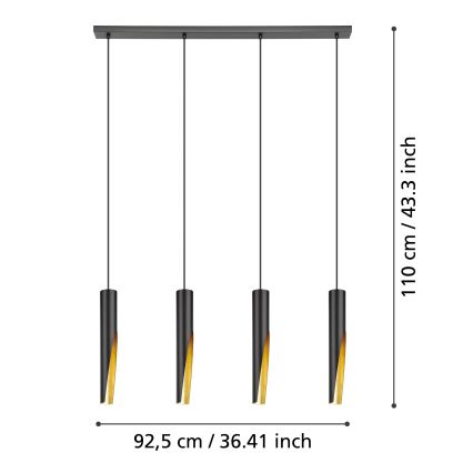 Eglo - Lámpara LED colgante 4xGU10/4,5W/230V negro/dorado