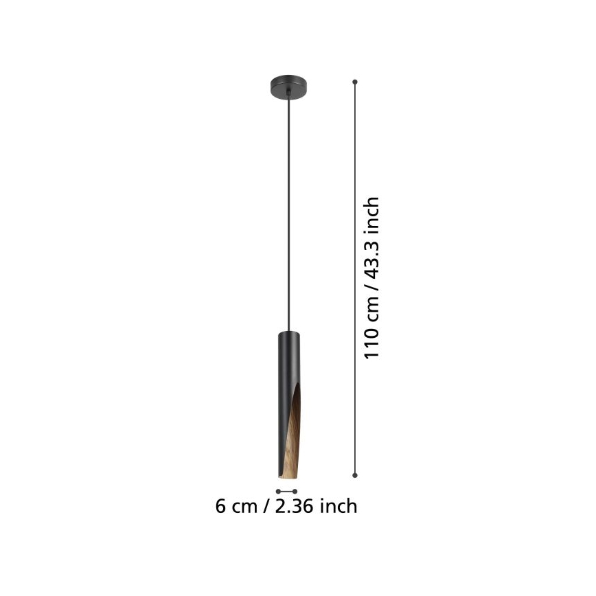 Eglo - Lámpara LED colgante 1xGU10/4,5W/230V negro/marrón