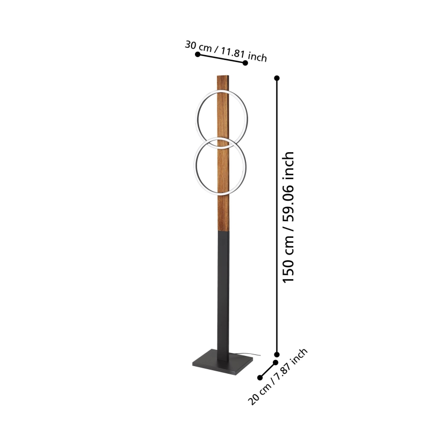 Eglo - Lámpara LED de pie 2xLED/12W/230V 3000K marrón/negro