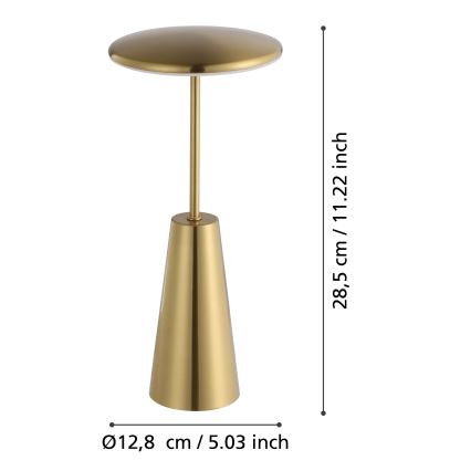 Eglo - Lámpara de exterior LED táctil regulable LED/2,8W/5V 2400K/3000K/4000K 5200 mAh IP54 dorado