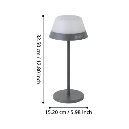 Eglo 900978 - Lámpara de exterior LED RGBW regulable MEGGIANO LED/1,5W/5V IP54 gris