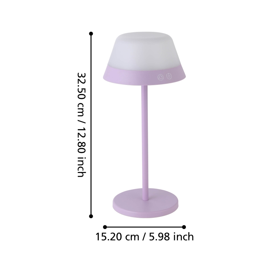Eglo - Lámpara de exterior LED RGBW regulable táctil 2en1 LED/1,5W/5V 2600 mAh IP54 púrpura