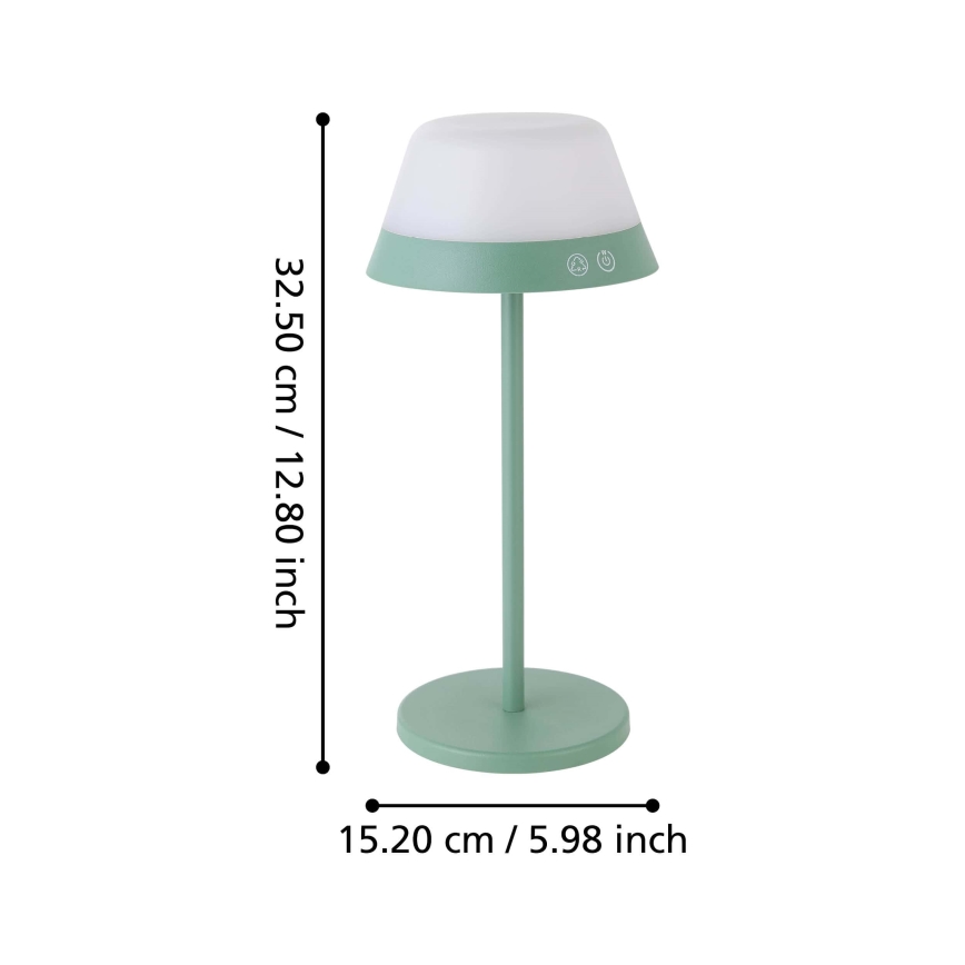Eglo - Lámpara de exterior LED RGBW regulable táctil 2en1 LED/1,5W/5V 2600 mAh IP54 verde