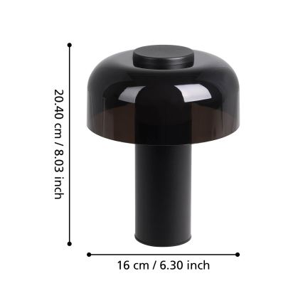 Eglo - Lámpara de exterior LED táctil regulable LED/2,25W/5V 2400-4000K 5200 mAh IP44 negro
