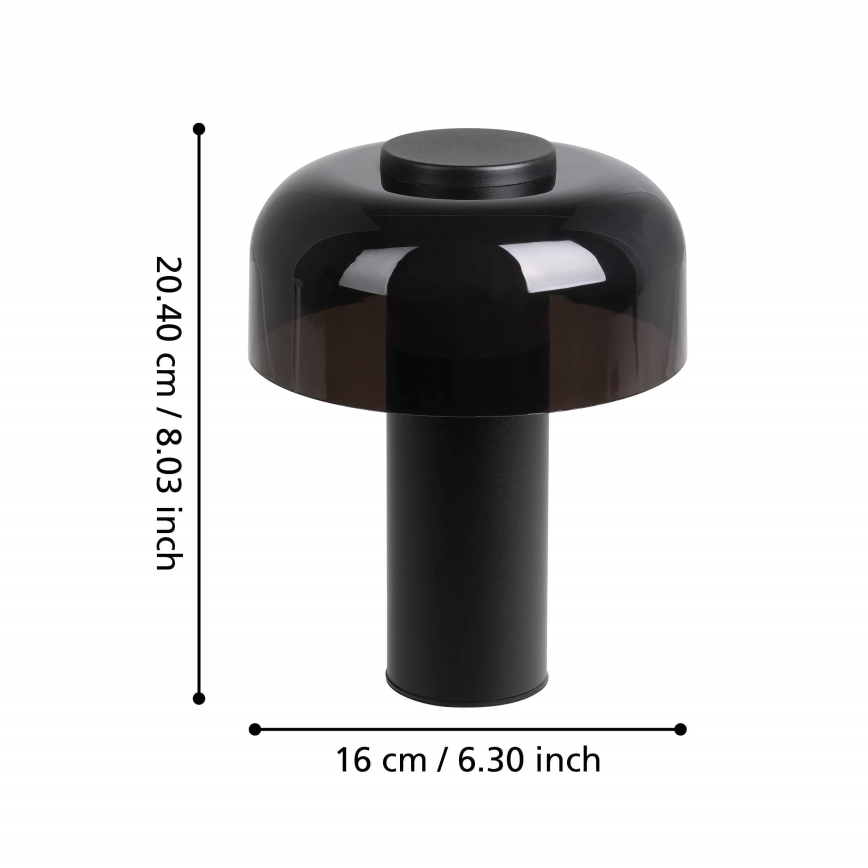 Eglo - Lámpara de exterior LED táctil regulable LED/2,25W/5V 2400-4000K 5200 mAh IP44 negro