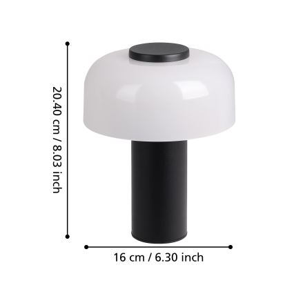 Eglo - Lámpara de exterior LED táctil regulable LED/2,25W/5V 2400-4000K 5200 mAh IP44 negro/blanco