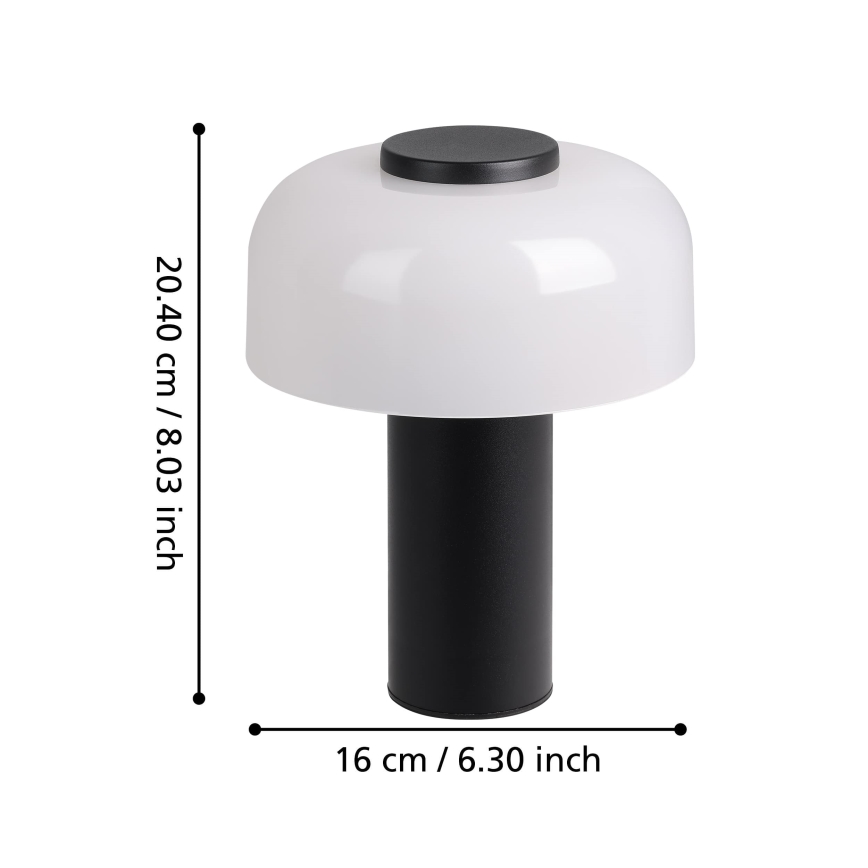 Eglo - Lámpara de exterior LED táctil regulable LED/2,25W/5V 2400-4000K 5200 mAh IP44 negro/blanco