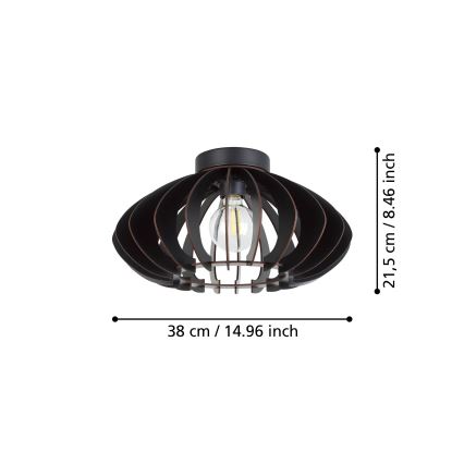 Eglo - Plafón 1xE27/40W/230V diá. 38 cm negro