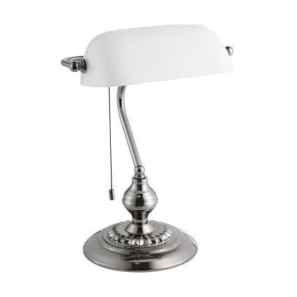 Eglo - Lámpara de mesa 1xE27/60W/230V blanco/cromo brillante