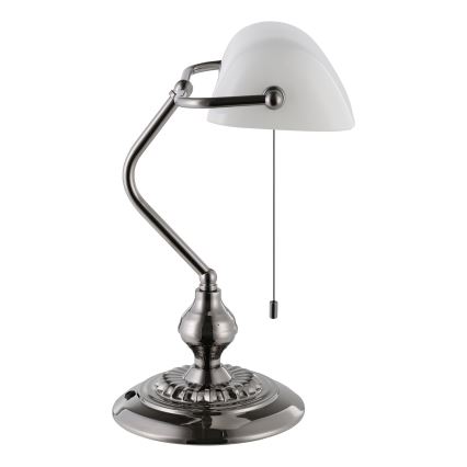 Eglo - Lámpara de mesa 1xE27/60W/230V blanco/cromo brillante