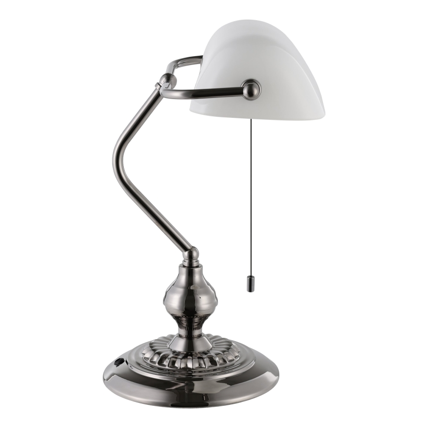 Eglo - Lámpara de mesa 1xE27/60W/230V blanco/cromo brillante