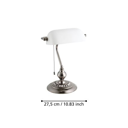 Eglo - Lámpara de mesa 1xE27/60W/230V blanco/cromo brillante