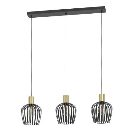 Eglo - Lámpara colgante 3xE27/40W/230V negro/dorado