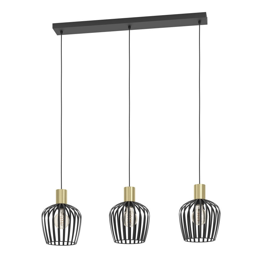 Eglo - Lámpara colgante 3xE27/40W/230V negro/dorado
