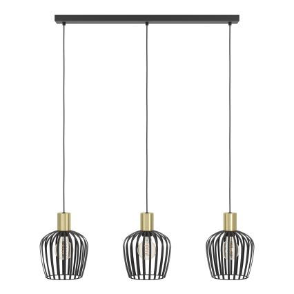 Eglo - Lámpara colgante 3xE27/40W/230V negro/dorado