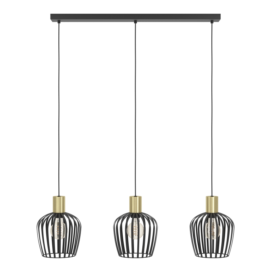 Eglo - Lámpara colgante 3xE27/40W/230V negro/dorado