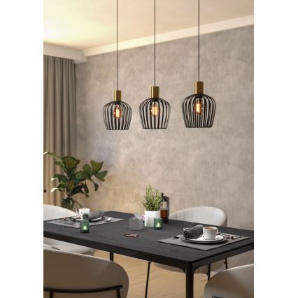 Eglo - Lámpara colgante 3xE27/40W/230V negro/dorado