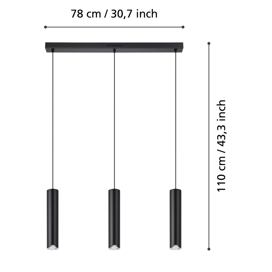 Eglo - LED RGBW Lámpara colgante regulable 3xLED/3,7W/230V 2700-6500K negro