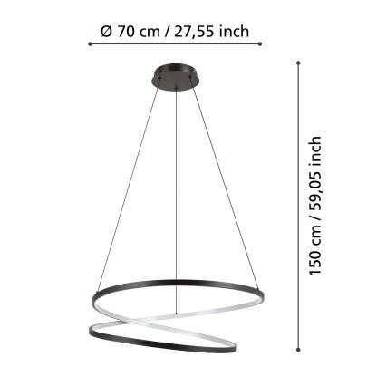 Eglo - Lámpara LED colgante LED/42W/230V 3000K negro