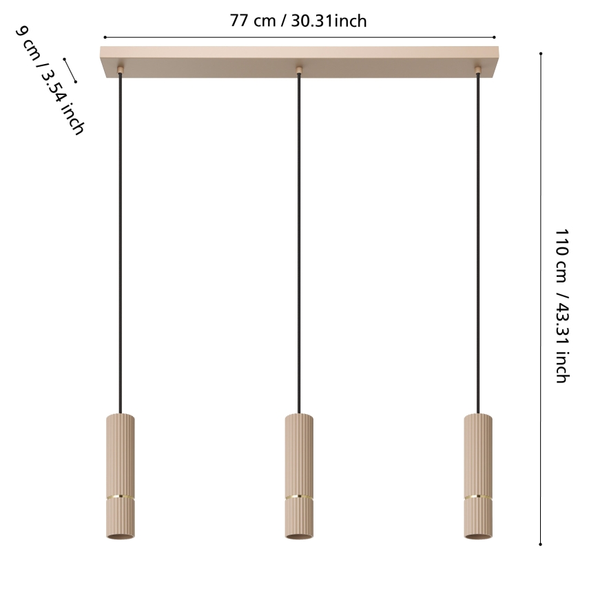 Eglo - Lámpara LED colgante 3xGU10/5W/230V 3000K beige