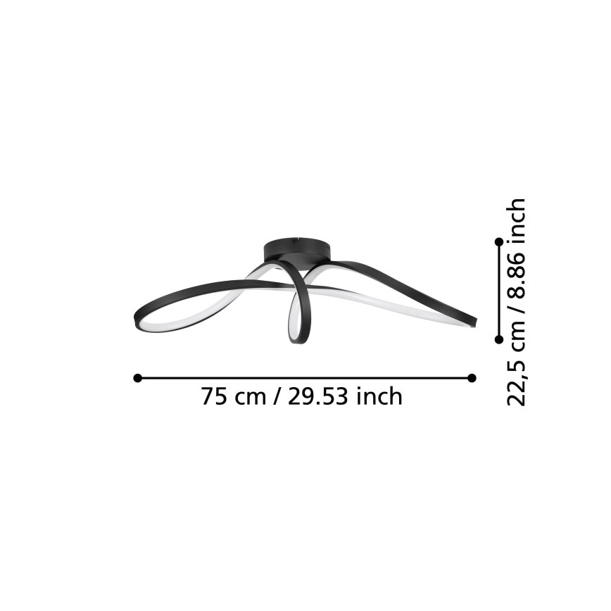 Eglo - Plafón LED RGBW regulable LED/22W/230V 2700-6500K negro