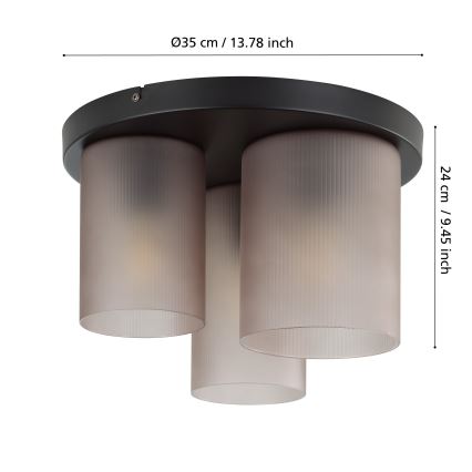 Eglo - Plafón 3xE27/40W/230V gris